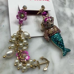 Bear Mermaid Betsey Johnson Earrings